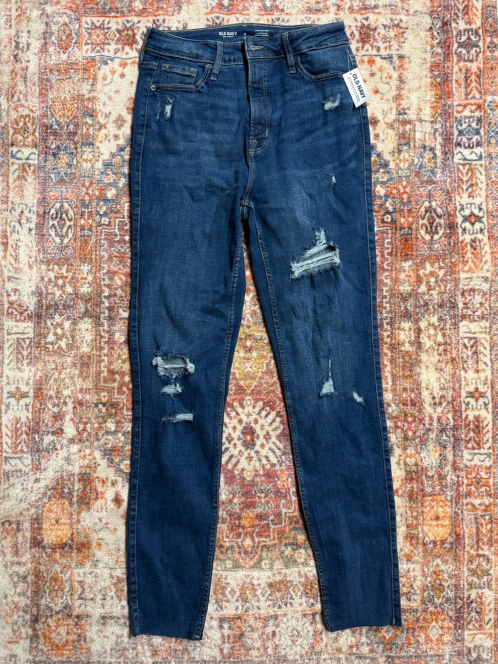 Old Navy Rockstar Super Skinny Jeans 8 Tall NWT High Rise Distressed